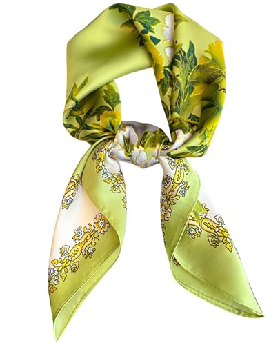 Dailyacc Hair Bandanas Scarf For Women Lightweight Fashion Neck Silk Satin Head Scarves For Sleeping Handbags Scarf - color: 26-fruit Green/27.5*27.5in