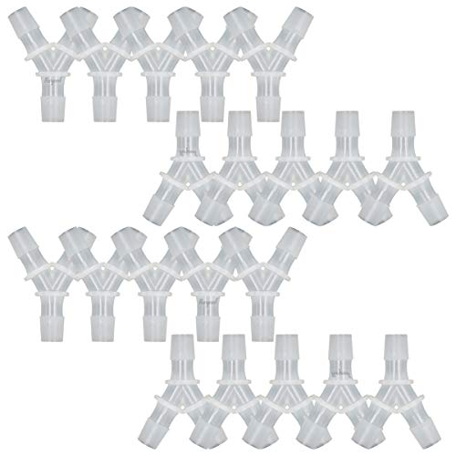 1/2" Polypropylene Y-Shaped 3-Way Barbed Hose Fitting, 20 Pcs | Y-shaped design splits one inlet into two angled outlets for air hoses and water pipes; supports routing and repair projects - style: 20pcs, 1/2" O.D.