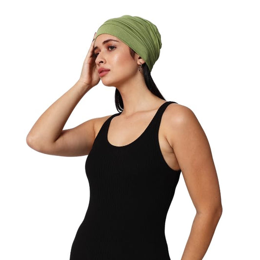 Chemo Silky Soft Slouchy Snood Bamboo Cap Beanie for Women Cancer Hair Loss Turban Hat Chemo Headwear Women - color: Green