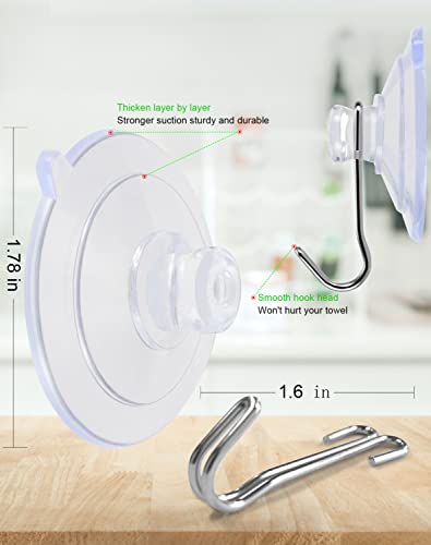 Suction Cup Hooks 30Pack Reusable Stainless Steel Hooks | 1.78 Inches Clear PVC Medium Suction Cup No Trace, & Removable, for Glass, Tile, Window, Kitchen, Bathroom - size: Iron hook B-30Pack