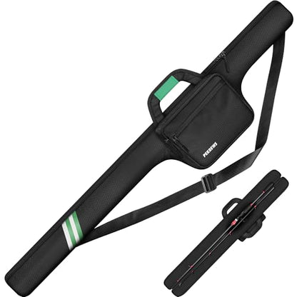 PEKREWS Fishing Rod Case, 52inch Fishing Pole Bag with Tackle Pockets | Fits Break-Down Spinning Rod Reel Combo, Padded Soft Rod Bag with Shoulder Strap and Handle, Pole Travel Case For Angler - color: Green