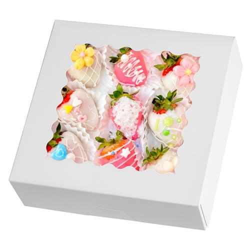 ZORRITA White Pie Boxes with Window, 20 Pack, 8" x 8" x 2.5" - size: 8"L x 8"W x 2.5"H