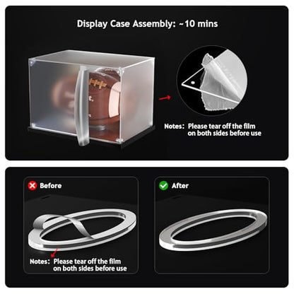 KOLIPI Football Display Case with Mirror Back and Base, Acrylic Display Case for Full Size Football Self Assembly(12x8x8 inch, 30x20x20 cm) - size: Football Case,12x8x8 inches
