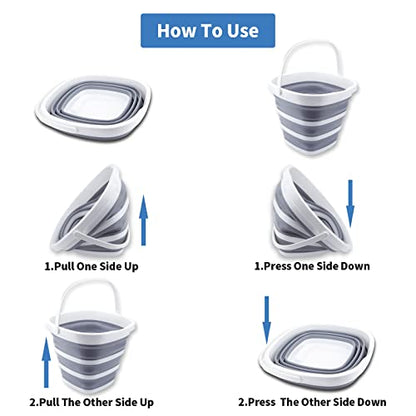 2 Pack Collapsible Buckets 10L 2.6 Gallon Cleaning Bucket Mop Bucket Folding Foldable Portable Small Plastic Water Supplies for Outdoor Garden Camping Fishing Car Wash Space Saving Square - color: 2 Pack - 10l