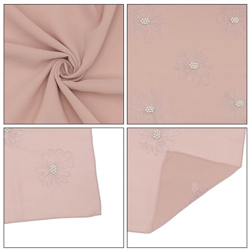 Chiffon Hijab Scarf for Women Muslim Hijab Head Wrap Scarves Soft Rhinestone Chiffon Scarf Fashion Long Scarves Shawl - color: Pink