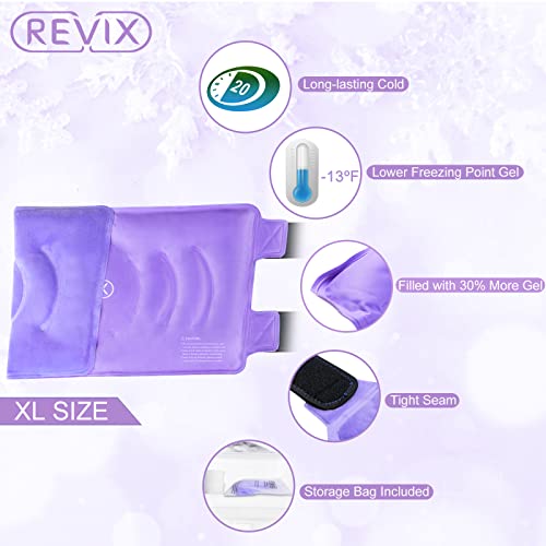 REVIX XL Knee Ice Wrap Around Entire Knee, Gel Ice Pack for Muscle Ache, Cold Pack to Reduce Discomfort and Promote Flexibility, Soft Plush Linings, Purple (Pack of 2) - size: XL (Pack of 2), style: Purple-XL