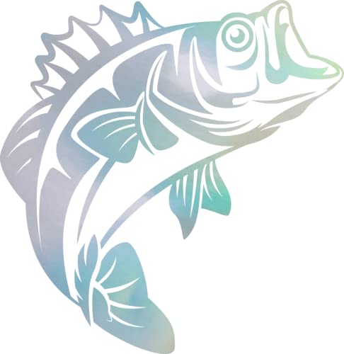 Bass Fishing Fish (Hologram) (Set Of 2) Premium Waterproof Vinyl Decal Stickers For Laptop Phone Accessory Helmet Car Window Bumper Mug Tuber Cup Door Wall Decoration - color: Hologram, size: 7 inches x 7.2 inches