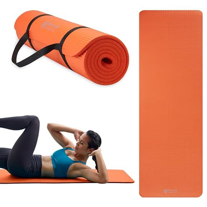 Gaiam Thick Yoga Mat, Exercise & Fitness Mat with Easy-Cinch Carrying Strap | Non-Slip NBR Foam | Joint Cushioning | Yoga, Pilates, Fitness & Floor Workouts | 72"L x 24"W - color: Orange