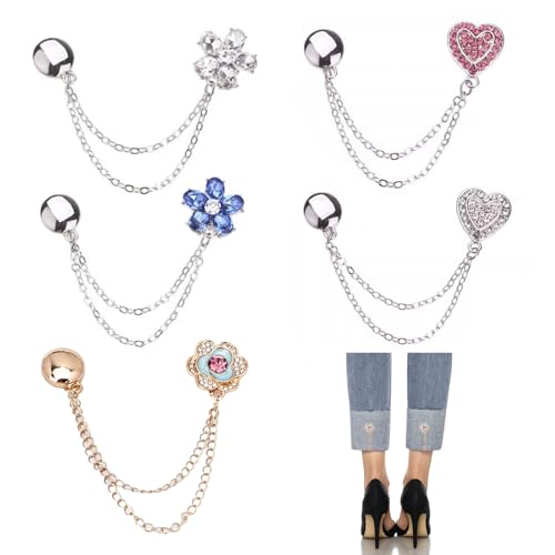 5Pack Magnetic Clothing Clips - Rhinestones Dress Sleeve Clips,Strong Hem Holder for Shortening and Decoration, for Women Girls
