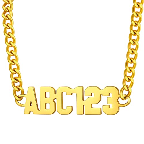 Custom4U Personalized Cuban Link Chain for Women, Silver/Black/Gold Plated Stainless Steel Cuban Chain Men Names Necklace, Customized Gift for Her(with Gift Box) - color: D-02-Gold, size: 18 Inches