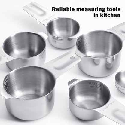 Measuring Cups Set, 7PCS Stainless Steel Engraved Markings Kitchen | 304 food-grade steel, dual-scale markings, one-piece construction, nesting storage, dishwasher safe, dry & liquid ingredients - size: 7PCS