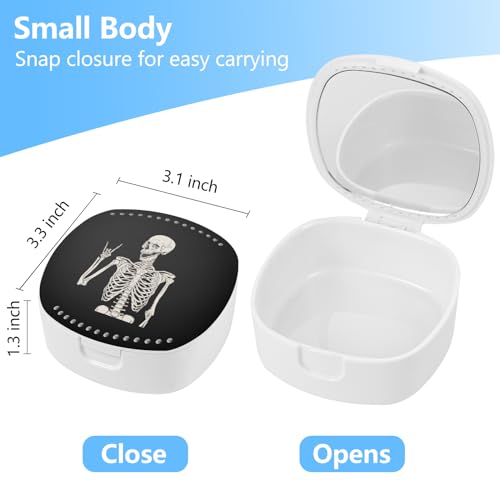 Retainer Case with Mirror & Ventilation Holes - Night Guard & Orthodontic Aligner Case, Black Skull - color: Black Skull