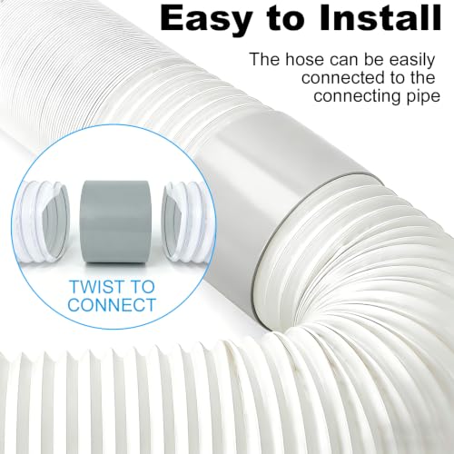 2 Pack 5.9 Inch Portable Air Conditioner Hose with Coupler Exhaust Vent AC Hose Connector with Tube Connector Total 118" Length Counter-Clockwise Thread Universal Replacement Hose/Coupler
