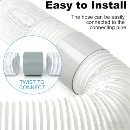 2 Pack 5.9 Inch Portable Air Conditioner Hose with Coupler Exhaust Vent AC Hose Connector with Tube Connector Total 118" Length Counter-Clockwise Thread Universal Replacement Hose/Coupler