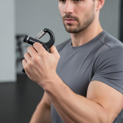 Grip Strength Trainer Adjustable 11–132 lbs Hand Exerciser Forearm Workout Tool - color: Green Grip Coated