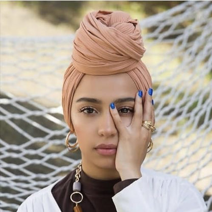 Ribbed Jersey Hijab Scarf for Women, Hijab for Women Muslim Breathable Stretchy Hajib - color: Light Tan