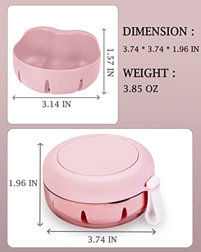 Denture Case, Definitely No-Leak Denture Bath Box for Traveling Perfectly, Denture Cup with Strainer & Magnetic Mirror,Completely Clean Care for Retainer, Mouth Guard, & Denture - color: Pink