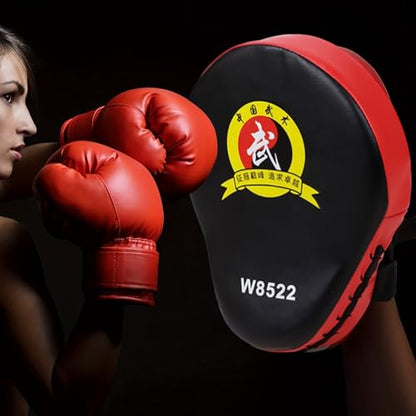 Boxing Punch Mitts, PU Boxing Pads Curved Focus Mitts, Adjustable Punching Hand Pads for Martial Arts Karate MMA Muay Thai - color: Red