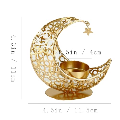 BinaryABC Eid Mubarak Moon Shape Candle Holder - Ramadan Candlestick Holder, Centerpieces for Table Decorations