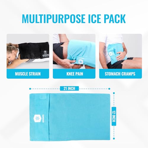 ICEWRAPS Reusable Cold Pack with Fabric Cover - Extra Large 12 x 21 Inch | Flexible Clay Pack, Leak Resistant, Wrap Design for Back, Shoulders and Knees, Stays Cold Up to 45 Minutes - FSA-HSA Eligible - size: 12"x21", style: Ice Pack with Cover