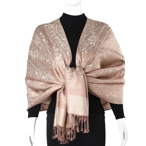 TUSHUSTY Pashmina Feel Rave Scarf Shawl Wrap for Women Men - color: Taupe