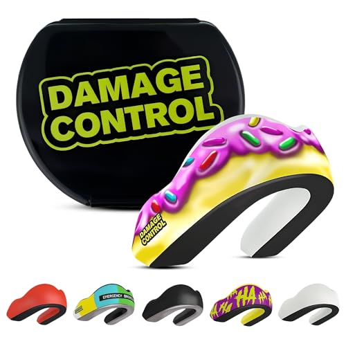 DAMAGE CONTROL Extreme Impact Mouth Guard – Sports Mouthguard for Boxing, MMA, BJJ, Hockey, Rugby, Lacrosse, & More – Mouthpiece for Teeth & Jaw Protection (Adult, Doh! Nut EI) - color: Doh! Nut Ei, size: Adult