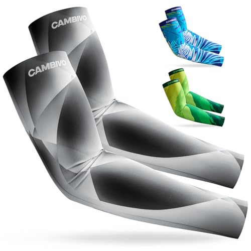 CAMBIVO Cooling Arm Sleeves for Men and Women, UPF 50+ UV Protection Sun Sleeves with 4-Way Stretch Fabric - color: Grey