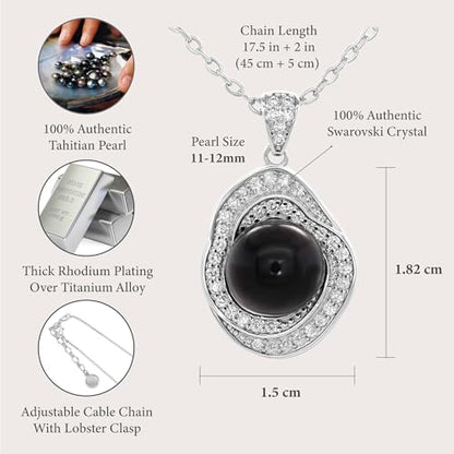 TRYNDI Tahitian Black Pearl Necklaces for Women - Wife Christmas Gift Ideas - style: Black Pearl Circle
