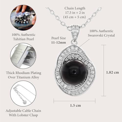 TRYNDI Tahitian Black Pearl Necklaces for Women - Wife Christmas Gift Ideas - style: Black Pearl Circle