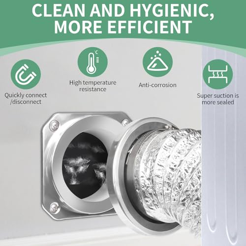 DVC-180 Magnetic Dryer Vent Coupling Connector Kit Easy to Clean Quick Connector Including a 3.3ft 4" Duct and two Clamps