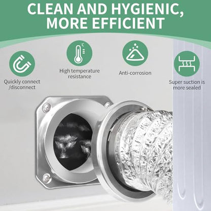 DVC-180 Magnetic Dryer Vent Coupling Connector Kit Easy to Clean Quick Connector Including a 3.3ft 4" Duct and two Clamps