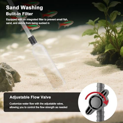 7 Pieces Fish Tank Vacuum Gravel Cleaner Kit with Aquarium Cleaning Kit, Gravel Vacuum for Aquarium Water Change and Remove Dirt Sand