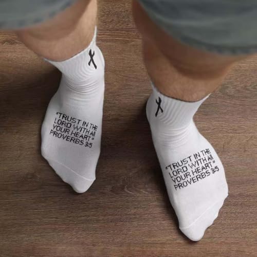 3 Pairs Christian socks Prayer socks Birthday Gifts for Dad,Men Husband Grandp Fathers Day Christmas - color: Proverbs 3:5 - White