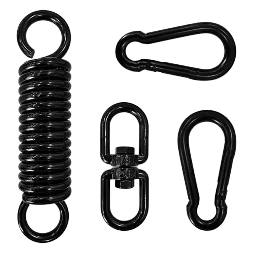 Heavy Bag Spring Punching Bag Hanging Kit with Swivel & 2 Carabiners Hanger | 360° rotational heavy duty hanging accessory, suitable for boxing heavy bags, gym swings and trapeze installation