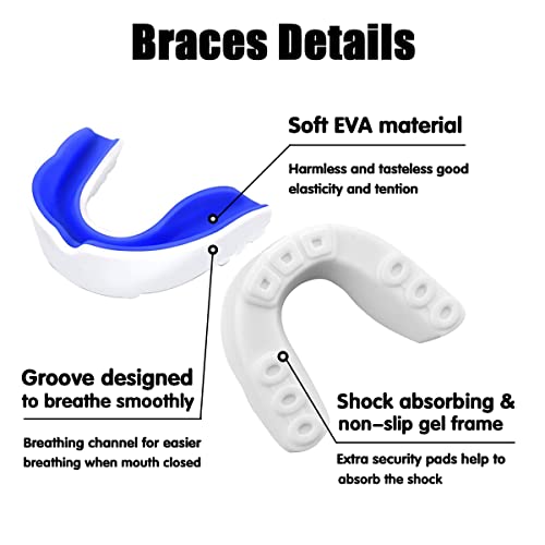 Sports Mouth Guard for Kids and Youth,2 Pcs Boys Girls Mouthguard with Case (BPA Free) for Boxing Football Hockey Karate Rugby - color: Blue and Black