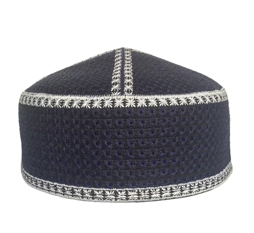 Men's Unisex Muslim Men Prayer Cap Ramadaan Cap Eid Cap Handmade Kufis Namaz Hat Beanie - color: Blue, size: Large