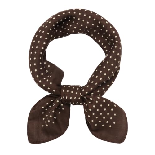 Neck Scarf for Women, 27.5 Inches Polka Dot Scarf Lightweight - color: Coffee