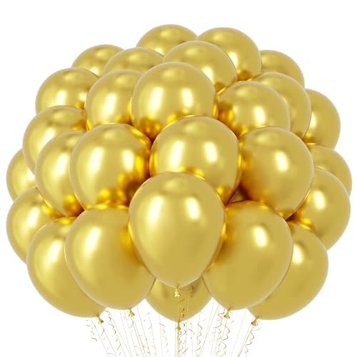 Voircoloria 66pcs Metallic Gold Latex Party Balloons, 12inch - color: 05 Metallic Gold, size: 12 inch - 66pcs