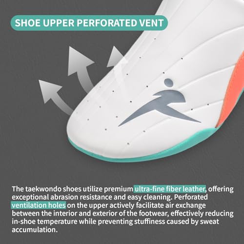 Taekwondo Karate Martial Arts Shoes, Lightweight and Breathable Boxing Shoes for Kids Youth Adult, Unisex - color: White & Green, size: 8
