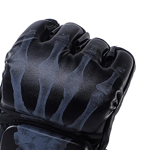 MMA Boxing Gloves, Lightweight Breathable Protector Half Mitts for Adults Men Women Punching Heavy Bag Karate Fighting Grappling, Hand Black