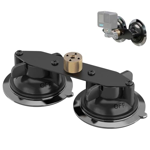 MINIFOCUS Double Suction Cup Mount, Twist-Lock Dual Suction Cup Base with Camera Thread Adapter, Quick Release Double-Layer Suction, Windshield Window Car Mount for Magic Arm - style: S1404