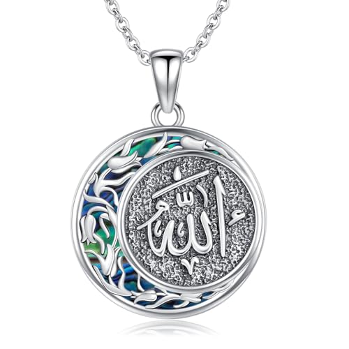 PROESS 925 Sterling Silver Hamsa/Allah Necklace Evil Eye Amulet Jewelry Gifts for Men Women - style: Allah Necklace