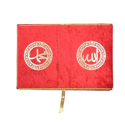 Quran Book with Rahle, Quran Stand, Islamic Gift, Muslim Gift for Eid Ramadan (Red) - color: Red