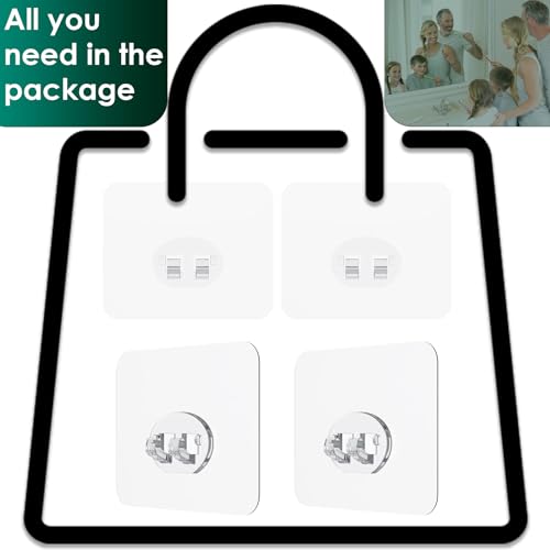 Shower Caddy Adhesive Replacement Stickers Sticker Shelf Basket Strips Suction Hooks Large Strong Hook (Transparent - 4 Packs) - color: Transparent 1 Hook