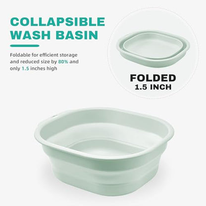 2 Pack Collapsible Wash Basin Set, Foldable Dish Tub, Small Medium Portable Sink for Kitchen, Camping, RV, Baby Bottles, Laundry, Plastic Washbasin -Green - color: Green