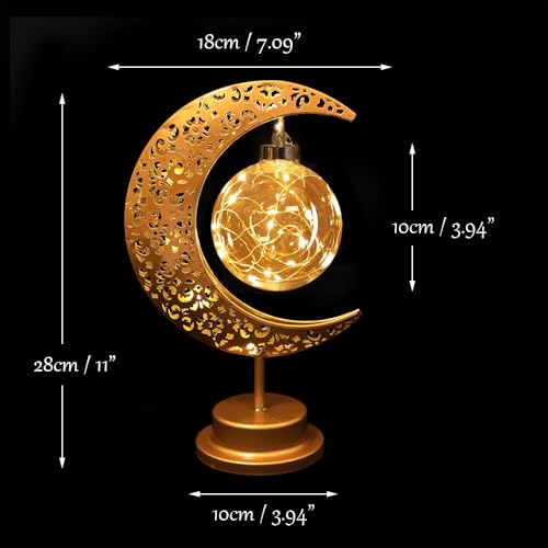 GUOCHENG Enchanted Lunar Lamp Moon Shaped Table Lamps, LED Crescent Night Light Magic Hanging Moon Lamp Decor, Home Bedroom Bedside Desktop Nightstand Decorative Gift(Ball)