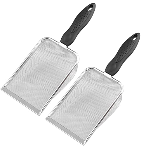 Aiicioo Reptile Stainless Steel Sand Scoop Metal Shovel Sifter Fine Mesh Terrarium Substrate Cleaner Corner Sifter Pooper Scooper Cat Scoop for Reptile Litter Box