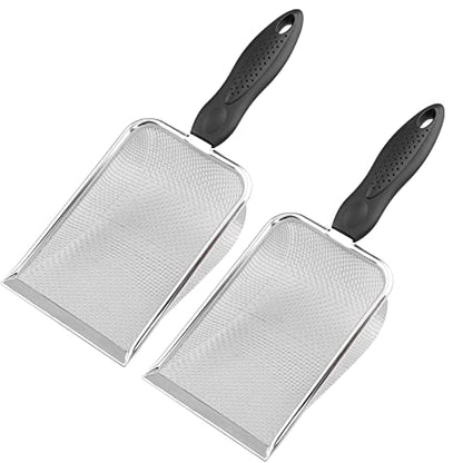 Aiicioo Reptile Stainless Steel Sand Scoop Metal Shovel Sifter Fine Mesh Terrarium Substrate Cleaner Corner Sifter Pooper Scooper Cat Scoop for Reptile Litter Box