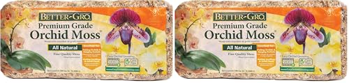 Better-Gro Premium Grade Orchid Moss - 100% Natural,Imported Sphagnum Moss for Orchids,Ferns,and Hostas,Excellent for Hanging Baskets and Propagating Plants - 190 Cubic Inches,(Pack of 2) - size: 190 cu. in. (Pack of 2)