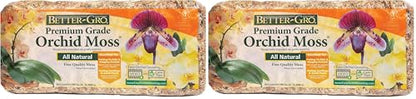 Better-Gro Premium Grade Orchid Moss - 100% Natural,Imported Sphagnum Moss for Orchids,Ferns,and Hostas,Excellent for Hanging Baskets and Propagating Plants - 190 Cubic Inches,(Pack of 2) - size: 190 cu. in. (Pack of 2)